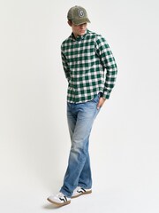 GANT Green 100% Cotton Regular Herringbone Check Shirt - Image 3 of 7