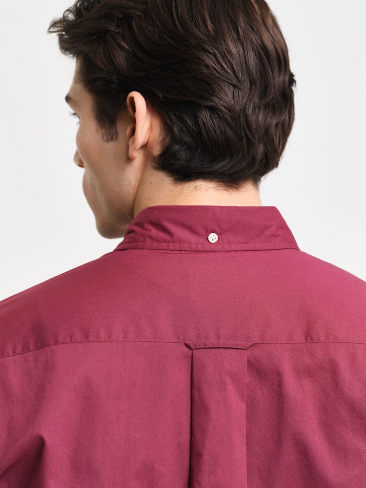 GANT Red Regular 100% Cotton Classic Poplin Shirt - Image 5 of 6