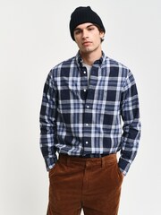 GANT Blue Regular Tartan Melange 100% Cotton Check Shirt - Image 1 of 7