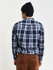 GANT Blue Regular Tartan Melange 100% Cotton Check Shirt - Image 2 of 7