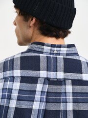 GANT Blue Regular Tartan Melange 100% Cotton Check Shirt - Image 5 of 7