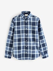 GANT Blue Regular Tartan Melange 100% Cotton Check Shirt - Image 7 of 7