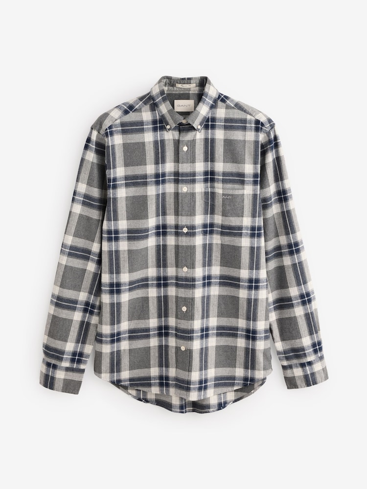 GANT Grey Regular Tartan Melange 100% Cotton Check Shirt - Image 1 of 1