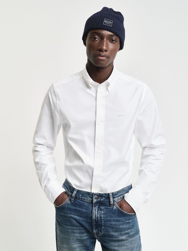 Weiß - GANT Slim Pinpoint Oxford 100% Cotton Shirt - Bild 1 von 5