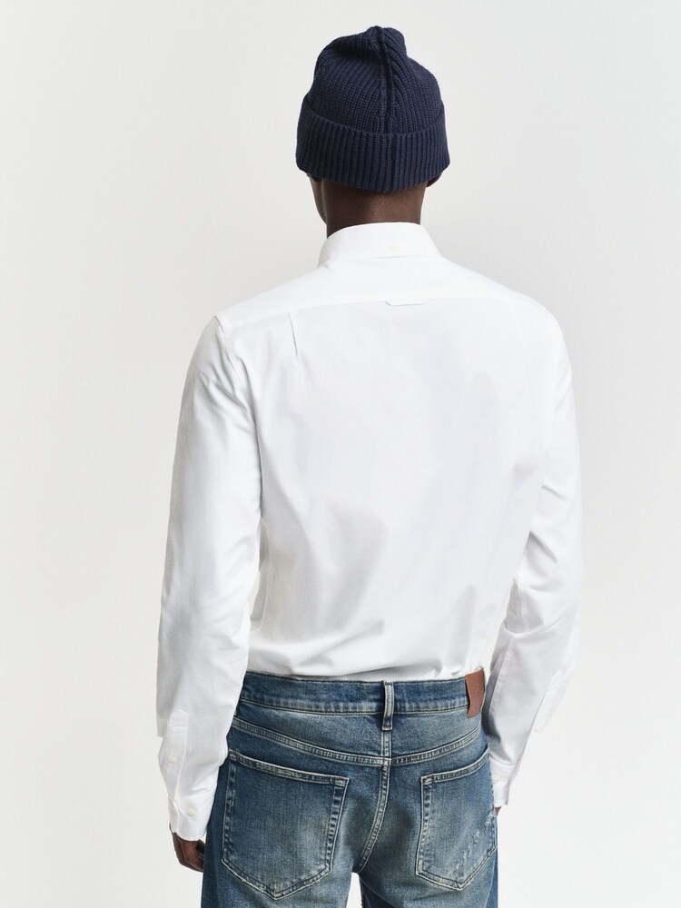 GANT White Slim Pinpoint Oxford 100% Cotton Shirt - Image 2 of 5 GANT White Slim Pinpoint Oxford 100% Cotton Shirt - Image 2 of 5