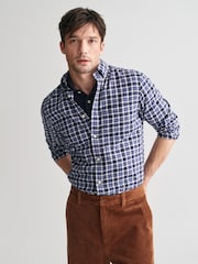 GANT Blue 100% Cotton Regular Light Twill Check Shirt - Image 1 of 7