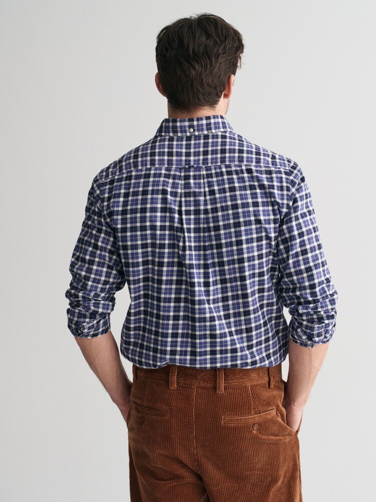 GANT Blue 100% Cotton Regular Light Twill Check Shirt - Image 2 of 7 GANT Blue 100% Cotton Regular Light Twill Check Shirt - Image 2 of 7