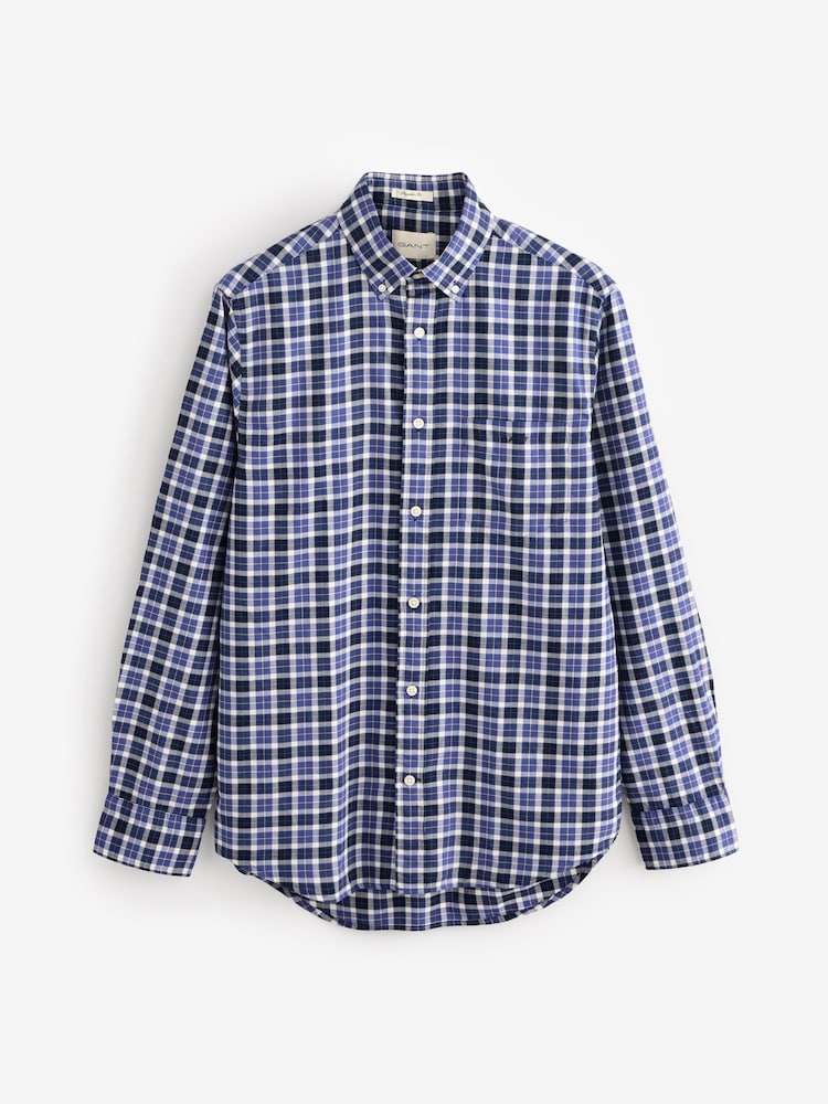 GANT Blue 100% Cotton Regular Light Twill Check Shirt - Image 7 of 7 GANT Blue 100% Cotton Regular Light Twill Check Shirt - Image 7 of 7