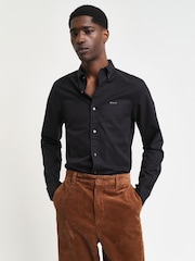 GANT Black Slim Pinpoint Oxford 100% Cotton Shirt - Image 1 of 7