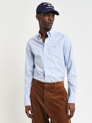 GANT Blue Slim Oxford Stretch Stripe Shirt - Image 3 of 6