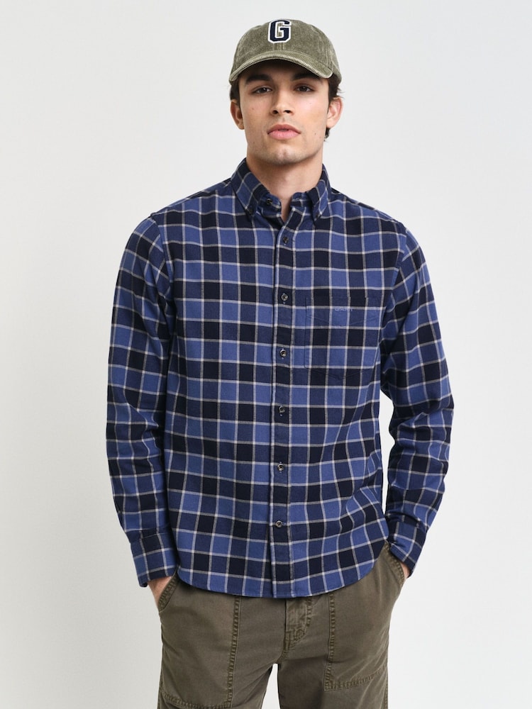 GANT Blue 100% Cotton Regular Herringbone Check Shirt - Image 1 of 7