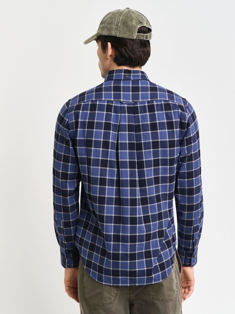 GANT Blue 100% Cotton Regular Herringbone Check Shirt - Image 2 of 7