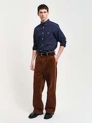 GANT Blue Regular Print Micro 100% Cotton Shirt - Image 3 of 6
