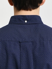 GANT Blue Regular Print Micro 100% Cotton Shirt - Image 5 of 6