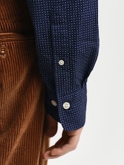 GANT Blue Regular Print Micro 100% Cotton Shirt - Image 6 of 6