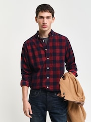 GANT Red Regular Corduroy 100% Cotton Check Shirt - Image 1 of 7