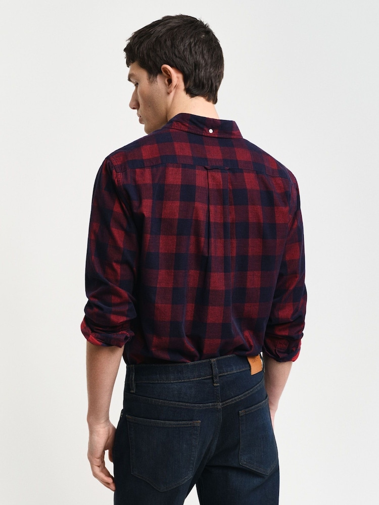 GANT Red Regular Corduroy 100% Cotton Check Shirt - Image 2 of 7