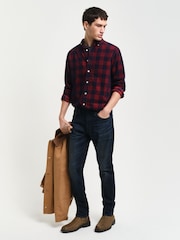 GANT Red Regular Corduroy 100% Cotton Check Shirt - Image 3 of 7
