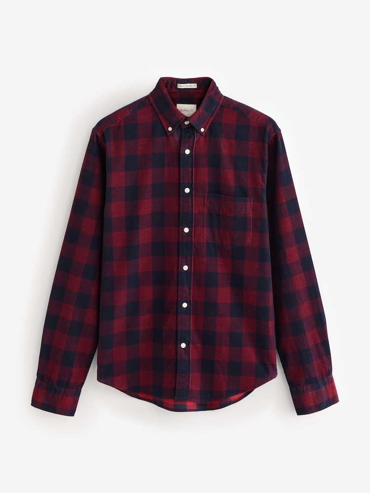 GANT Red Regular Corduroy 100% Cotton Check Shirt - Image 7 of 7