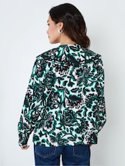 Another Sunday Cream Floral Print Trim Detail Button Through 100% Cotton Oversized Collared Blouse - Image 2 of 5