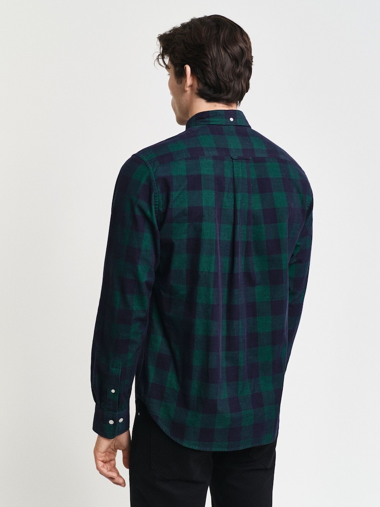 GANT Green Regular Corduroy 100% Cotton Check Shirt - Image 2 of 7