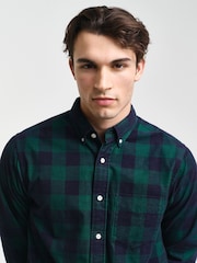 GANT Green Regular Corduroy 100% Cotton Check Shirt - Image 6 of 7