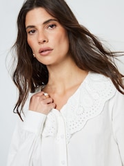 Another Sunday White Broderie Collar Button Through 100% Cotton Blouse - Image 5 of 5