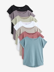 Multi Cap Sleeve 100% Cotton T-Shirts 7 Pack - Image 1 of 13