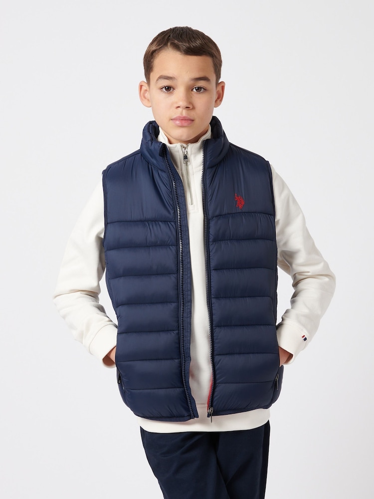 U.S. Polo Assn. Boys Panelled Quilted Gilet - Image 1 of 9
