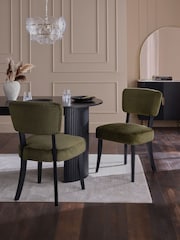 Set of 2 Plush Chenille Moss Green Remi Dining Chairs - Image 1 of 9