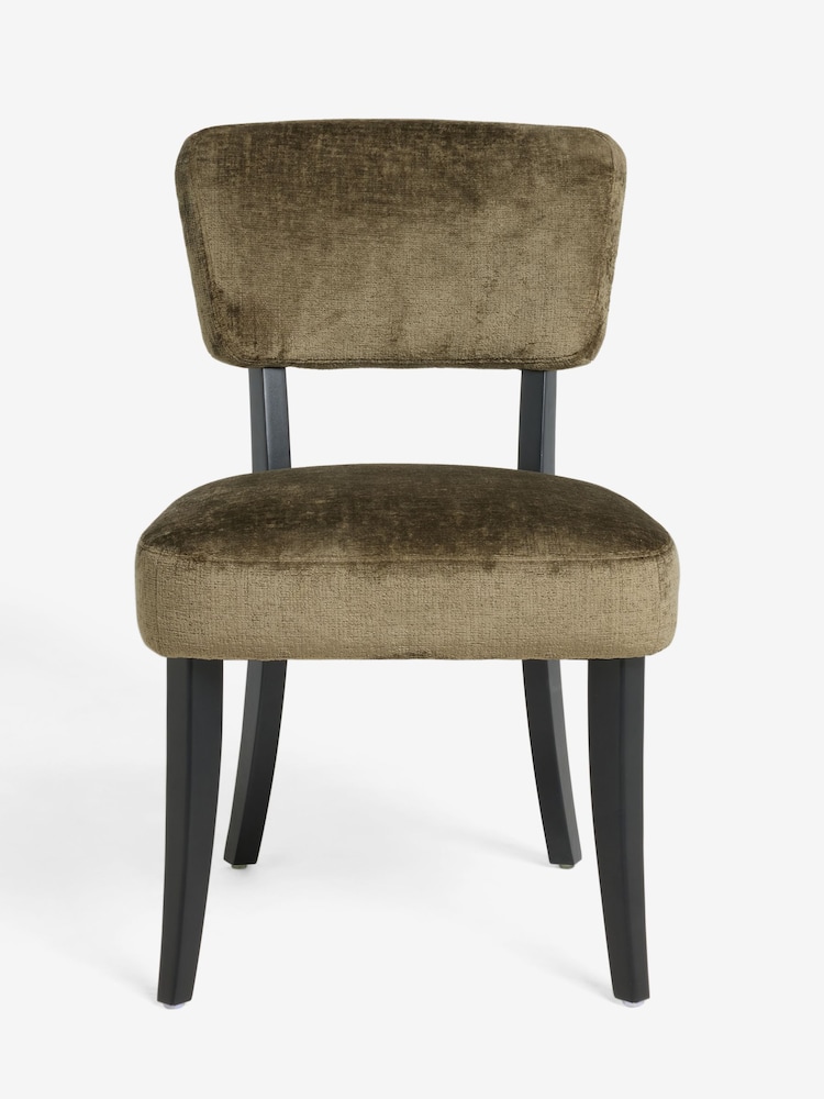Set of 2 Plush Chenille Moss Green Remi Dining Chairs - Image 2 of 9