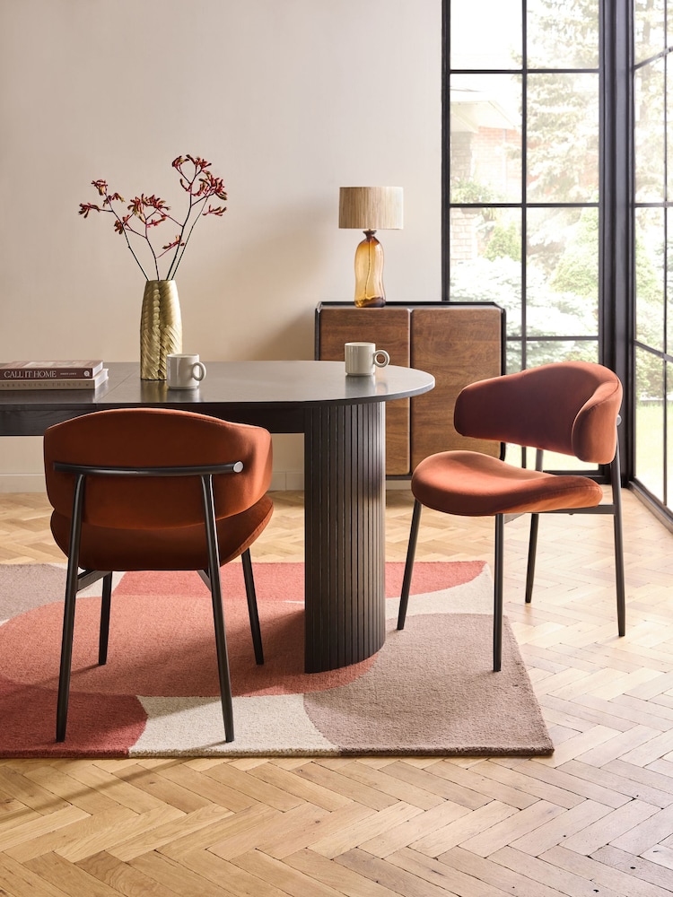 Set of 2 Soft Velvet Rust Brown Bryer Dining Chairs - Image 1 of 11