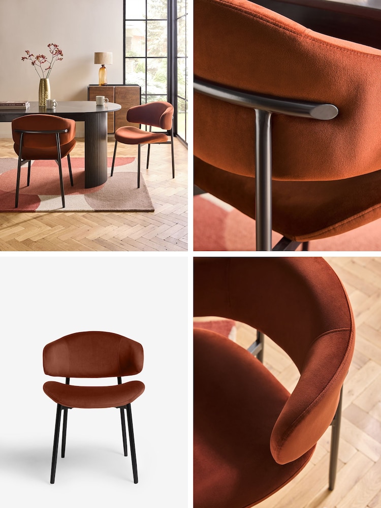 Set of 2 Soft Velvet Rust Brown Bryer Dining Chairs - Image 2 of 11