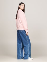 Tommy Jeans Pink Melange Flag Sweater - Image 2 of 5