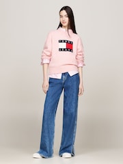 Tommy Jeans Pink Melange Flag Sweater - Image 3 of 5