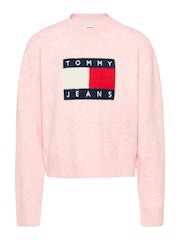 Tommy Jeans Pink Melange Flag Sweater - Image 5 of 5