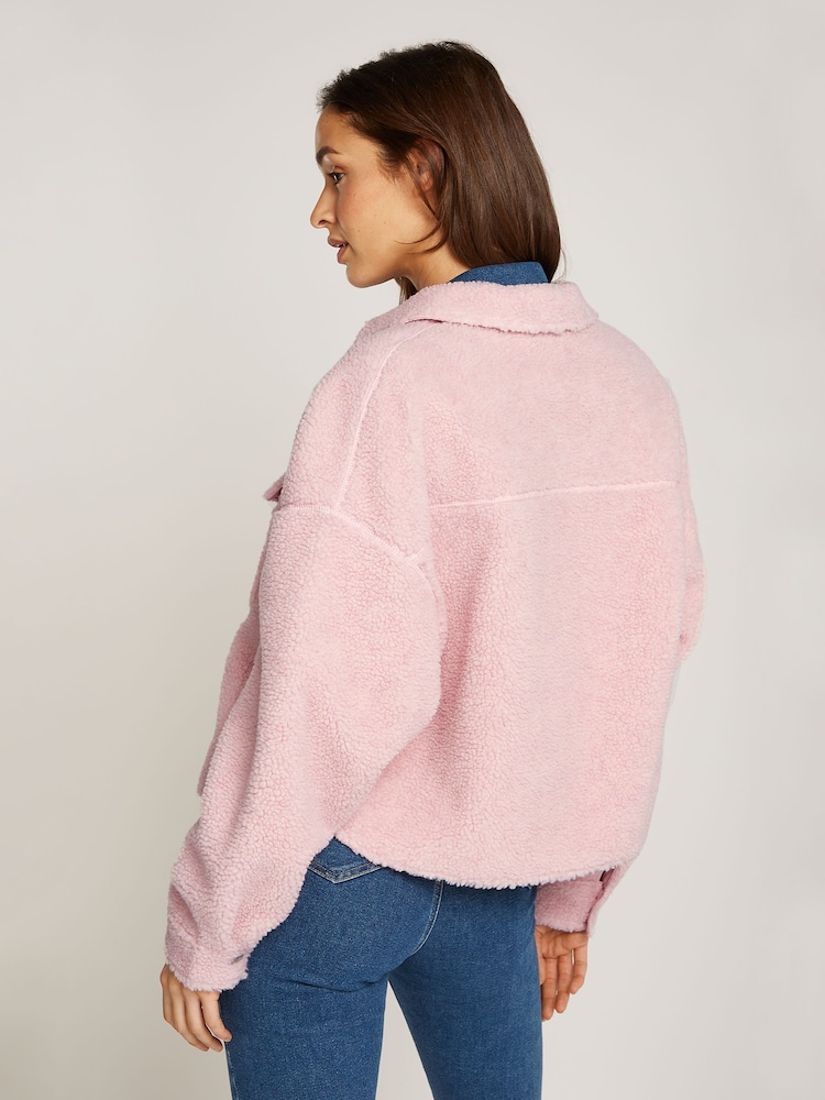 Tommy Jeans Pink Teddy Badge Overshirt - Image 3 of 6