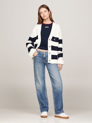 Tommy Jeans Nazaj Zastava bela pletena jopa - Slika 2 iz 5