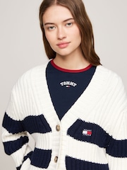 Tommy Jeans Nazaj Zastava bela pletena jopa - Slika 3 iz 5