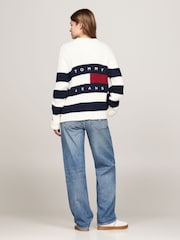 Tommy Jeans Nazaj Zastava bela pletena jopa - Slika 4 iz 5