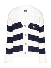 Tommy Jeans Nazaj Zastava bela pletena jopa - Slika 5 iz 5