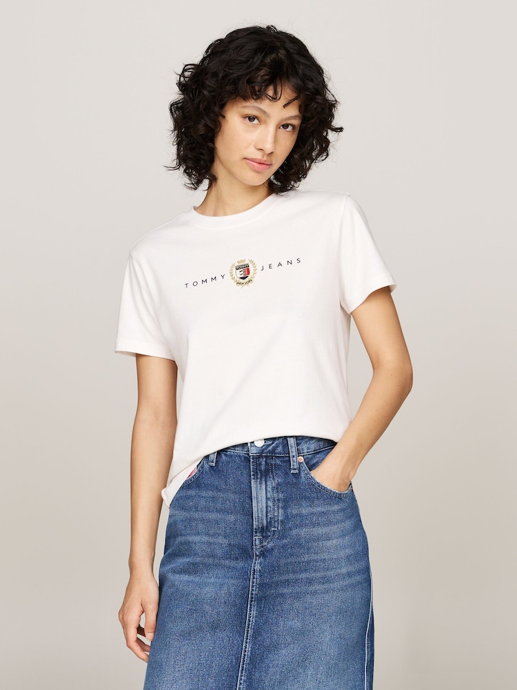 Tommy Jeans Regular Fit 100% Cotton Crest Linear T-Shirt - Bild 1 von 5