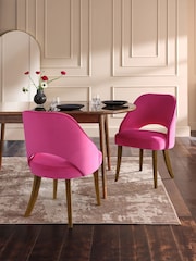 Set of 2 Soft Velvet Fuschia Remi Dark Wood Leg Dining Chairs - Image 1 of 9