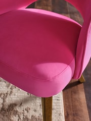 Set of 2 Soft Velvet Fuschia Remi Dark Wood Leg Dining Chairs - Image 2 of 9