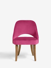 Set of 2 Soft Velvet Fuschia Remi Dark Wood Leg Dining Chairs - Image 3 of 9