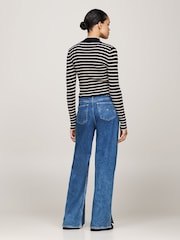 Tommy Jeans modra V kovinskih barvah Tip Zip pletena jopa - Slika 2 iz 5