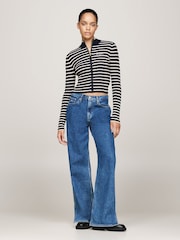Tommy Jeans modra V kovinskih barvah Tip Zip pletena jopa - Slika 3 iz 5