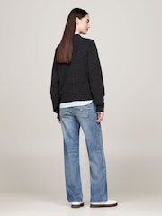 Tommy Jeans Black Melange Flag Sweater - Image 4 of 5