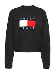 Tommy Jeans Black Melange Flag Sweater - Image 5 of 5