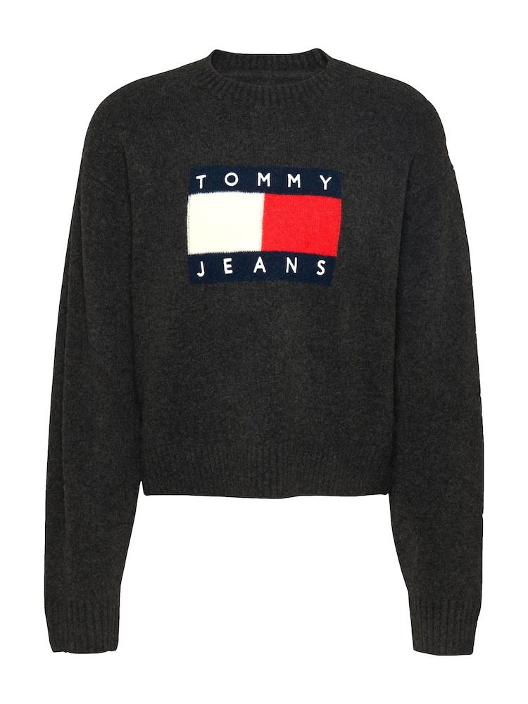 Tommy Jeans Black Melange Flag Sweater - Image 5 of 5